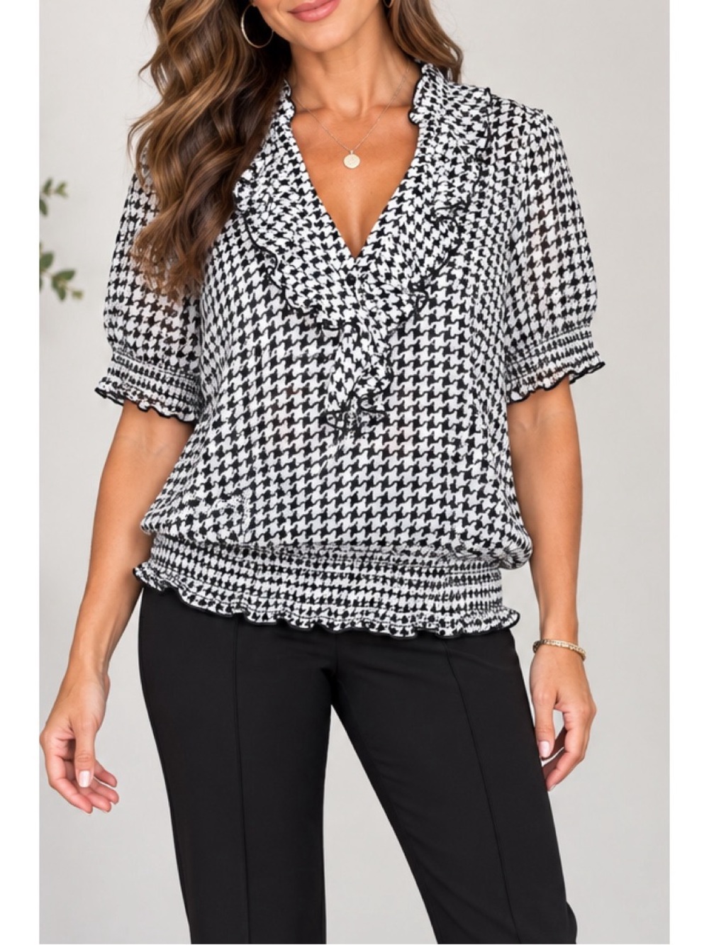 Maurice’s Classic black-and-white houndstooth blouse, Medium